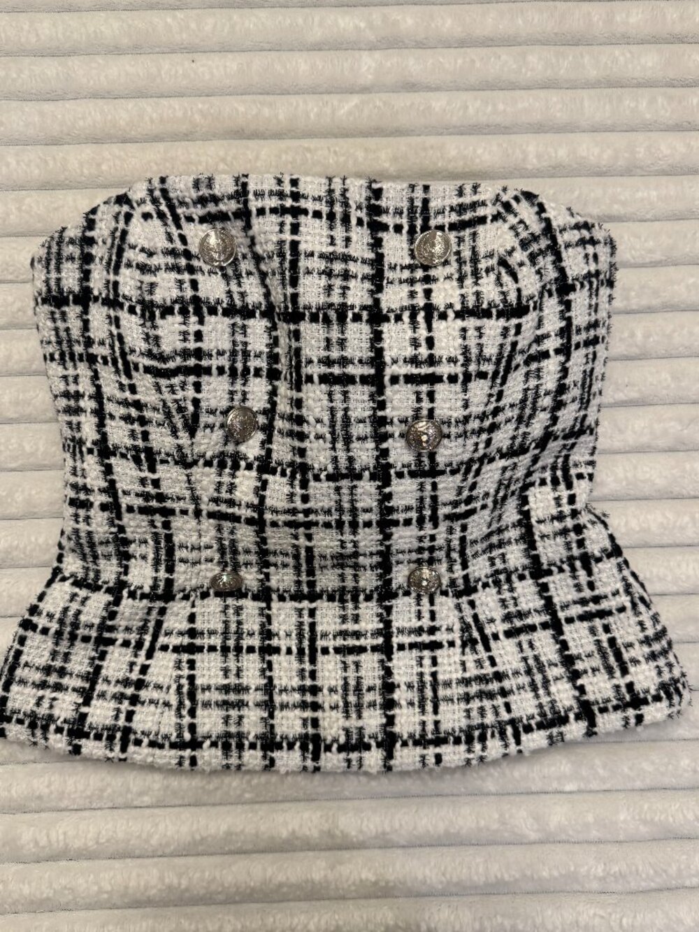 White House Black Market Tweed Bustier Top Black White Size 0